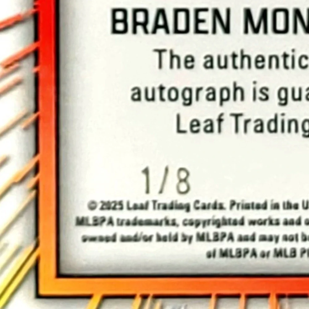 2025 Braden Montgomery 1/8 Bursting Talent Auto Chicago White Sox Top Prospect